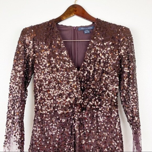 French Connection Emille Sparkle Long Sleeve Sequin Sheath Mini Dress 0/XS NWOT - Picture 4 of 9